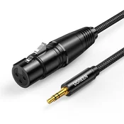 UGREEN kabel 3,5 mm utikač - tropole XLR M/Ž, 1 m, crni 20763