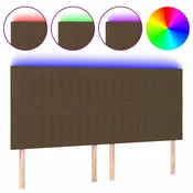 Vidaxl LED posteljno vzglavje temno rjavo 180x5x118/128 cm blago
