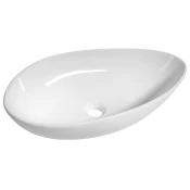 OVALI keramični umivalnik 61x34cm, bel - Bela - 61,5x14,5x34,5 cm - Sapho - 24 - Keramika - Lepilo - Drugo - Ovalni/elipsasti - 615 - 145 - 345 - 14
