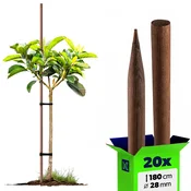 KADAX Leseni koli, nabrušeni, impregnirani koli 180 cm, podporna palica Fi 28 mm 20x, (5000362523)