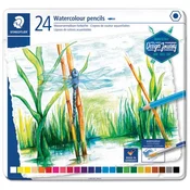 BARVE LESENE-VODENE 24BARV METALNA ŠKATLA AQUARELL DESIGN JOURNEY STAEDTLER 14610C M24