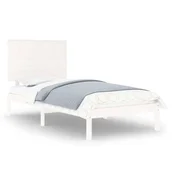Vidaxl Posteljni okvir brez vzmetnice bel 100x200 cm trdna borovina
