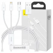 shumee Baseus Superior USB kabel za hitro polnjenje za M+L+C 3,5A 1M (bel)