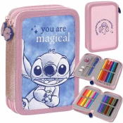 Disney DISNEY Stitch Dvodelni šolski svinčnik Z OPREMO za dekle, ZA ŠOLO - 32 elementov, 2 zadrgi