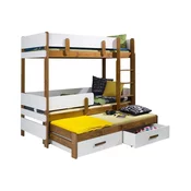 Dvokatan krevet Henderson 145 Na katu s pomocnim ležajem, Bijela, 80x170, 80x180, Drvo, Iveral, Basi a doghePodnice za krevet, 93x188x171cm