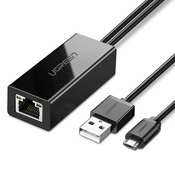 Ugreen Zunanji LAN micro USB 100Mbps adapter za Chromecast 1m črne barve