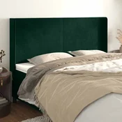 vidaXL Vzglavje z ušesi temno zeleno 163x16x118/128 cm žamet
