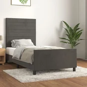 shumee vidaXL Posteljni okvir brez vzmetnice temno siv 90x200 cm žamet