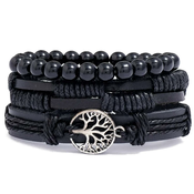Muške narukvice Silver Tree of Life - Crna KP33179