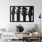 WallXpert metalni zidni ukras 5068, vratovi cetiri gitare u ramu, 90 x 60 cm, crni