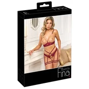 Abierta Fina Red Lace Suspender Set XL - Adjustable Decorative Chains OAF047D