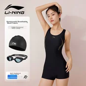 Li-Ning Ženski jednodelni kupaci kostim, Naocare i kapa za plivanje, Crni