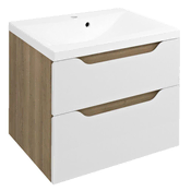 SAPHO Elegantna Kopalniška Omara WAVE 60x65x47,8 cm Bela/Dub Cuneo