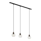 Modern railsysteem zwart met 3 hanglampen brons 1-fase - Iconic Lava