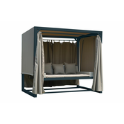 Lounge postelja iz ratana Paris z oblazinjenjemiz jekla - barva: antrazit, barva blaga: taupe, dolžina: 2360 mm, širina: 1800 mm, 2100 mm