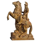 Casa Padrino Antique Style Marble Sculpture Roman on Horse Right Brown H. 210 cm - Garden Decoration