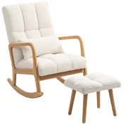 HOMCOM HOMCOM zibajoči stol s stolčkom poliester, gumijast les 64,5D x 82Š x 99V cm Bela, (5000242917)