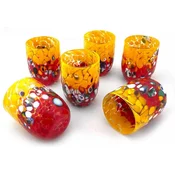 Casa Padrino luxury Murano crystal glass water glass set of 6 yellow/red A� 8 x H. 10.5 cm - Made in Italy
