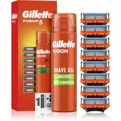 Gillette Fusion5 Sensitive gel za britje + nadomestne britvice 8 kos 8 kos