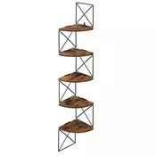 Songmics Kotna polica z vzorcem cik-cak 20x20x1275 cm rjava