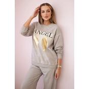 Kesi Włoski Cotton set Angel sweatshirt + pants beige