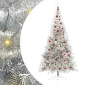 Vidaxl Umjetna preddekorirana božićna jelka srebrna 210 cm PET