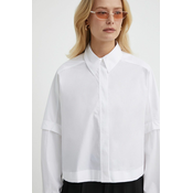 Pamucna košulja Ivy Oak za žene, boja: bijela, relaxed, s klasicnim ovratnikom, IO112327