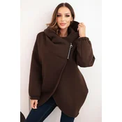 Kesi Włoski Womens insulated hoodie with an asymmetrical zipper brown