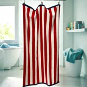 Plažni peškir „Red Stripes“ – 174x102 cm | 100% Pamuk