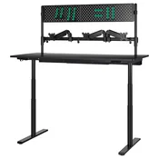 MALOMRADE Dvižna gaming miza, z nosilcem za monitor/električno črna, 180x80 cm