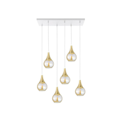 Luster na sajli LACRIMA HONEY 6xE27/60W/230V bela/zlatna/zadimljeno bež