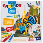 Kreativni set Carioca Napravite i obojajte - Slon, 3D