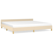 Greatstore Posteljni okvir z vzglavjem krem 200x200 cm blago