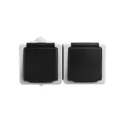 shumee Tekno Hermetična dvojna vtičnica 2x2P+0 s kontaktnim zaklopom 16A 250V siva IP54 25357