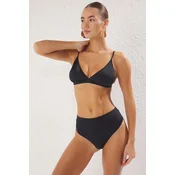 Trendyol Black Plain Triangle High Waist High Leg Hipster Bikini Set