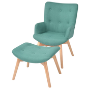 vidaXL Fotelj s stolčkom za noge blago zelene barve