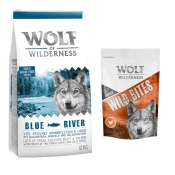 12 kg suhe hrane Wolf of Wilderness + Snack gratis! - Blue River - losos + Wide Acres - piščanec (monoprotein)