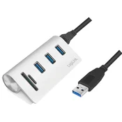 LOGILINK USB 3.0 3-port hub with card reader and aluminum casing