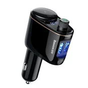 FM Bluetooth sprejemnik in avtopolnilec Baseus S-06 z MP3/USB podporo, 100W cigaretnim priključkom in LED zaslonom - črn