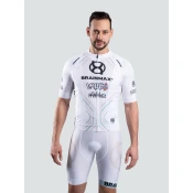 BrainMax LAUF unisex kolesarski komplet, bel dres in bele kratke hlače z naramnicami Velikost: L