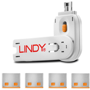 LINDY 40453 USB sigurnosni zapušač + ključ narandžasto (ključ + 4kom muški)