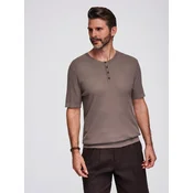 Ombre Cotton T-shirt with print on chest and back - dark beige