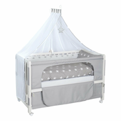 Bijeli djecji krevet na kotacicima/s baldihanom 60x120 cm Little stars – Roba