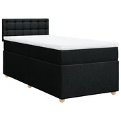 Vidaxl Box spring postelja z vzmetnico črna 90x200 cm blago