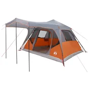 vidaXL Družinski šotor s streho Siva in oranžna 305 x 275 x 190 cm