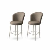 HANAH HOME Set 2 barske stolice Fora Cappuccino Chrome