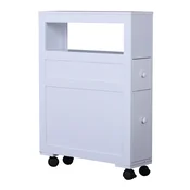 HOMCOM HOMCOM Kopalniška omarica 2 predala za varčevanje s prostorom in 4 kolesi Les 16x52x71,5 cm Bela, (20752855)