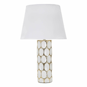 Bijela/u zlatnoj boji stolna lampa keramička s tekstilnim sjenilom (visina 56 cm) Glam Carv – Mauro Ferretti