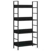 Vidaxl Knjižna polica 4-nadstropna črna 60x27,6x124,5 cm inž. les