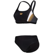 Womens swimwear arena threefold two pieces black/asphalt/white l -